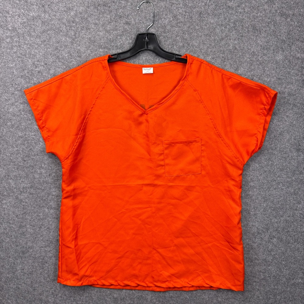 Spirit Halloween Inmate Costume Set L/XL Orange State Prison Shirt & Pants